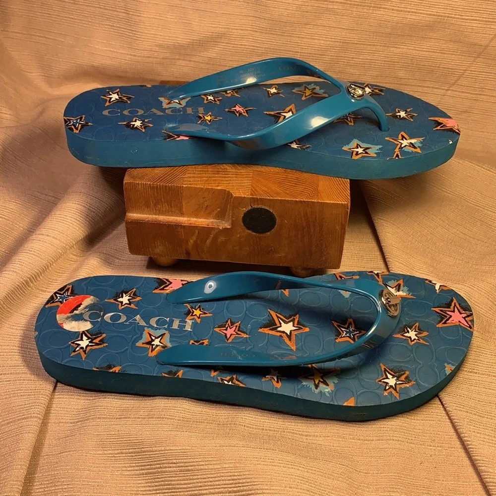 Coach star flip-flops worn once (partial tags)